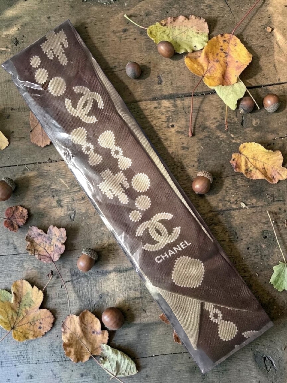 ♡♡♡ Brown Logo Silk Scarf
